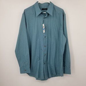 NWT Via Europa Seaglass‎ Green Plaid Dress Shirt Size XL